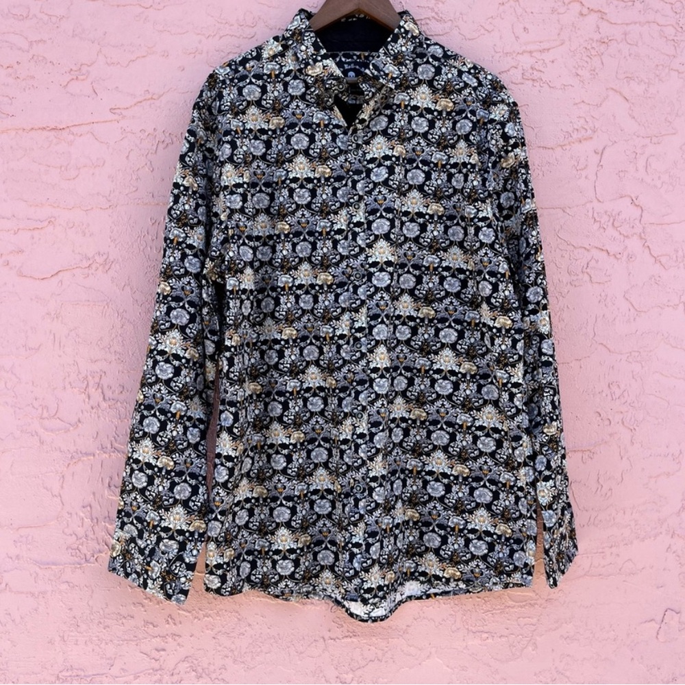 Rock Roll n Soul Button Up Shirt All Over Print Western Flowers Floral Gold